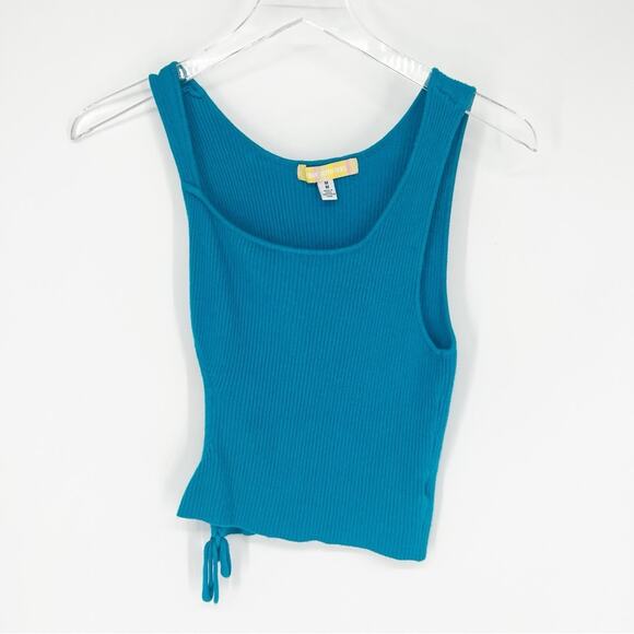 Urban Outfitters Tops - Urban Outfitters Cut Out Side Ribbed Knit Tank Top M‎ Blue